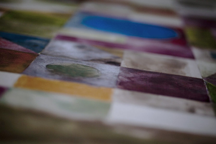 Grazia Lombardi; pavimenti dipinti; pavimento dipinto; acquerelli; pastelli secchi; pavimento geometrico; anno 2014