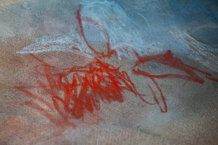 Grazia Lombardi; bagno dipinto; pavimento in resina, calce; pavimento dipinto; muri dipinti; acquerelli; pastelli secchi