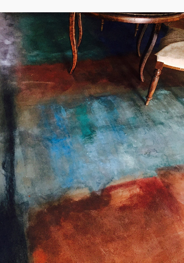 Tappeto dipinto, Inserto pavimentale in resina, base calce, dipinto con acquerelli e pastelli secchi Tappeto dipinto - Inserto pavimentale in resina dipinto con acquerelli e pastelli secchi